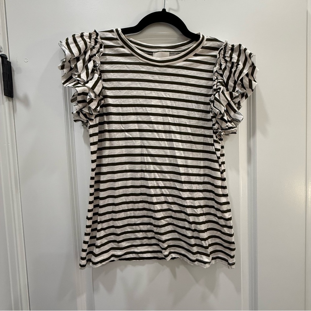 INDUSTRY Striped Ruffle Sleeve Top